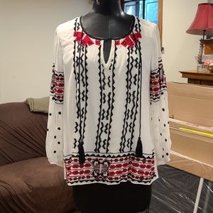 Incredible embroidered georgette peasant top
